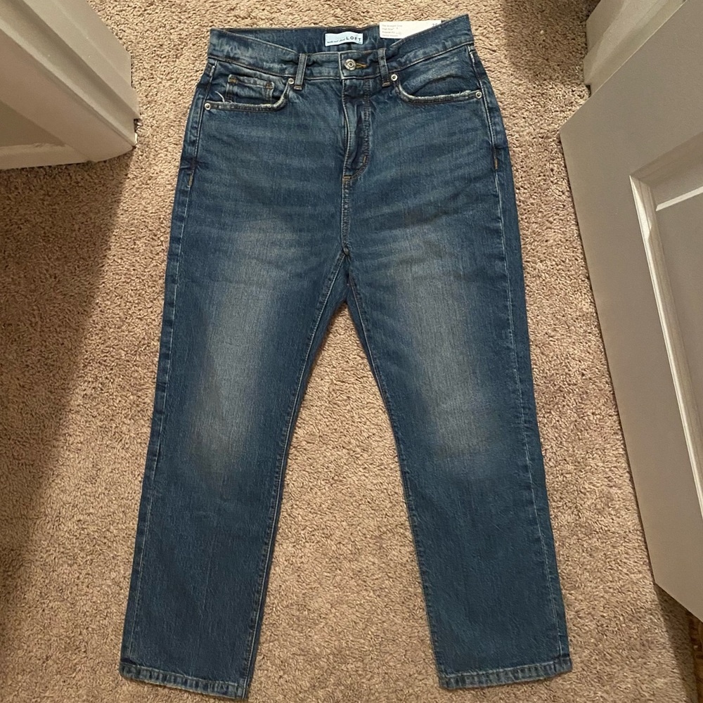 Loft Petite High Rise Straight Crop Jeans